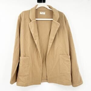 Harly‎ Jae Womens Fall Career Open Front 100% Wool Blazer Coat Size L / XL Tan